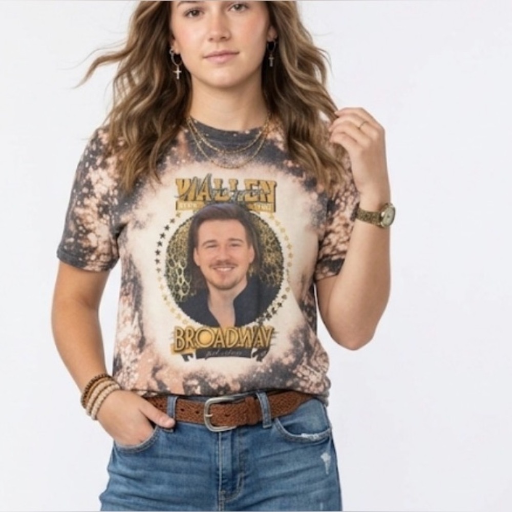 Morgan Wallen Broadway Girl Bleached Tie-Dye Shirt Medium